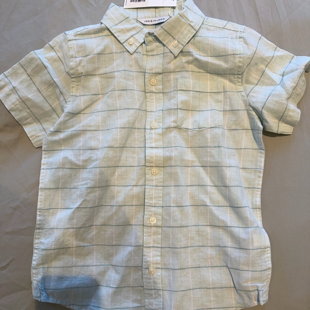 Janie and Jack Aqua Plaid Shirt